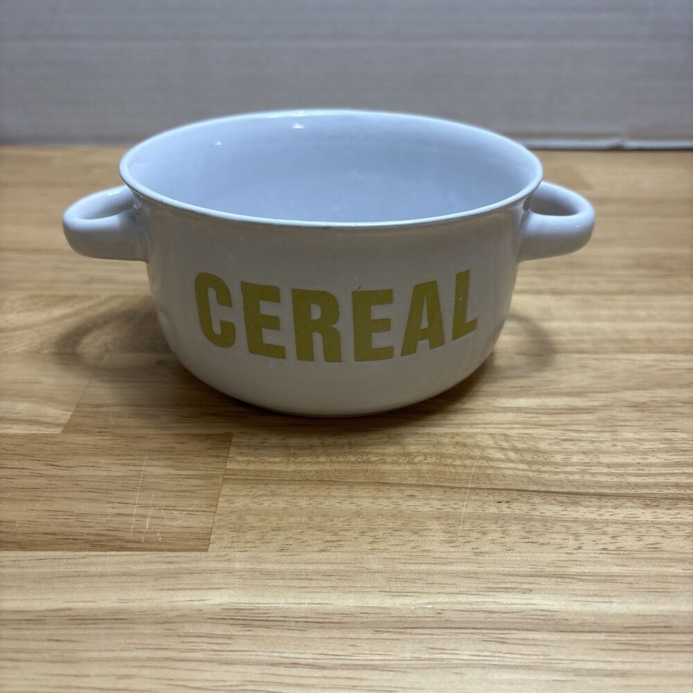 Mulberry Home Collection white/green 2 Handled Cereal Soup Bowl